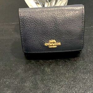 Authentic Navy Blue Leather Trifold Wallet